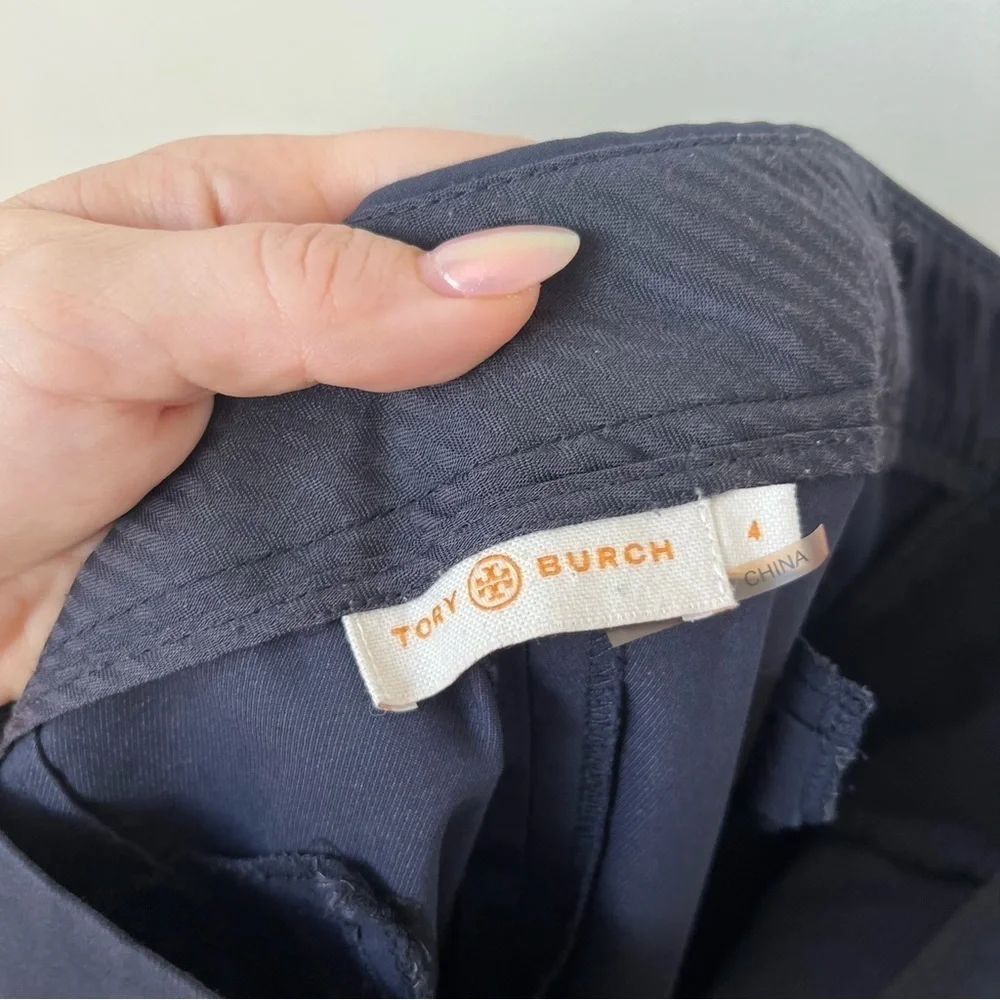 Tory Burch Navy Blue Cropped Trousers Workwear Buisness Casual Pants 4 - Picture 3 of 5
